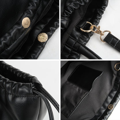 OLSPAG Chic Leather Bucket Bag for Effortless Style