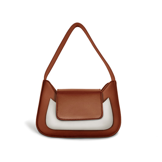 OLSPAG  Contrast Panel Cat Face Hobo Bag- Cappuccino