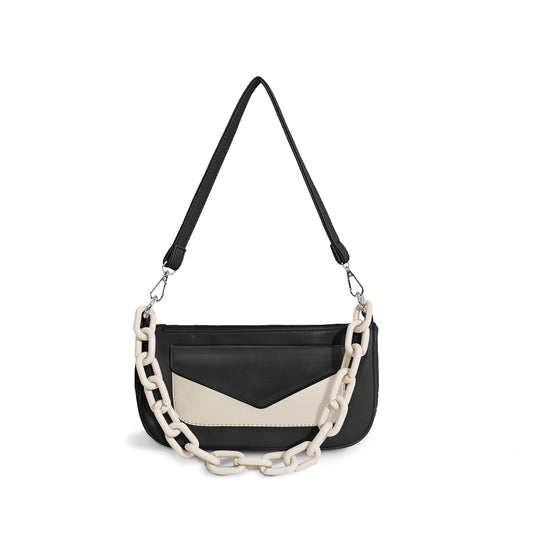 OLSPAG Ruby Chic Contrast Chain Hobo Bag- Cream Americano